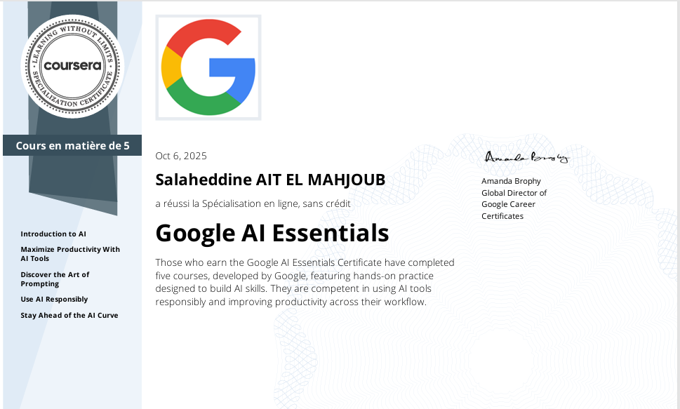Certification in Google AI Essentials
